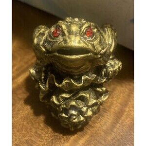 Fortune Money Frog Toad w Coin Feng Shui Decoration Charm of prosperity 2” H